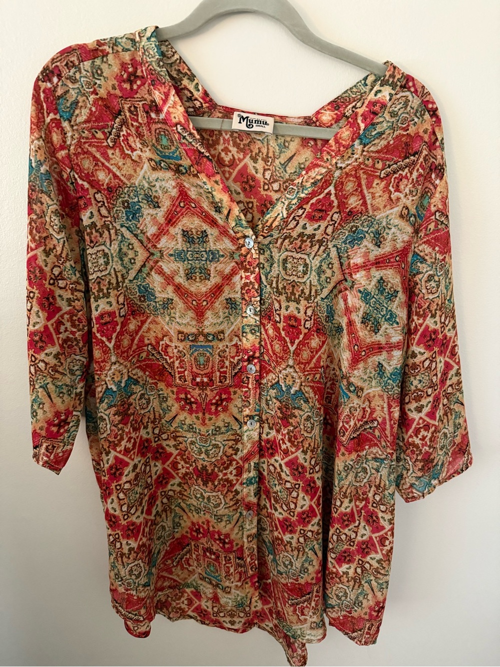 Show Me Your Mumu Downtown Tunic Small Boho Tribal Print Button Front Blouse